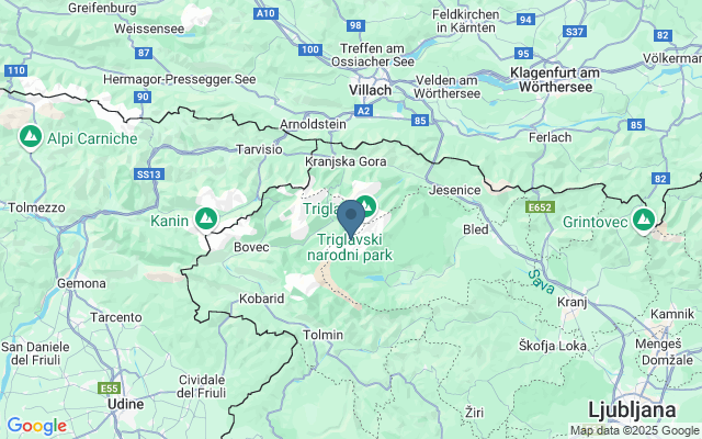 Kaart met locatie Nationaal Park Triglav